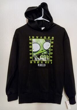 Invader Zim Black Hoodie Cartoon Nickelodeon Graphic Sweatshirt / Hoodie SZ S
